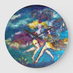 MASQUERADE DANCING AND MUSIC IN THE NIGHT LARGE CLOCK