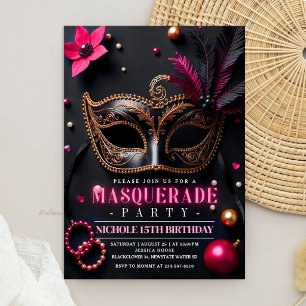 Masquerade Elegant Pink Invitation Party