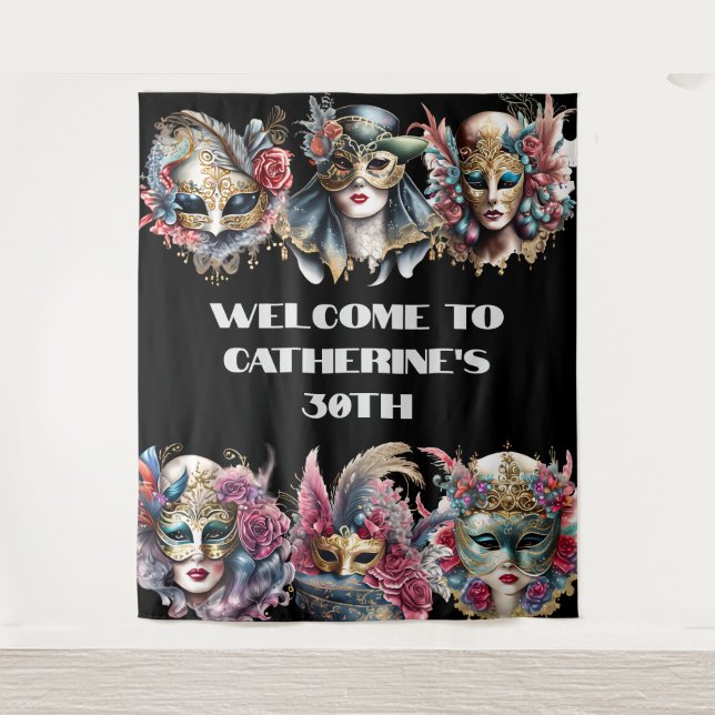 Masquerade face masks men women carnival elegant tapestry (Front)