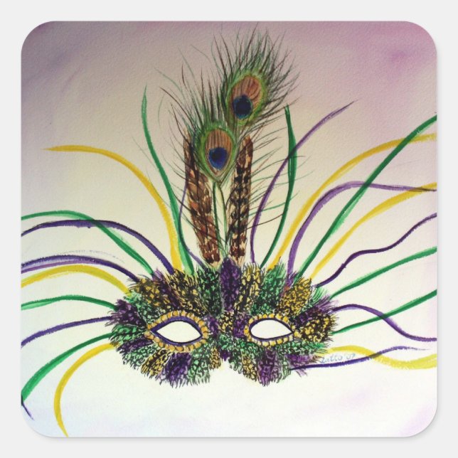 Masquerade Feather Mask Custom Seal Sticker (Front)