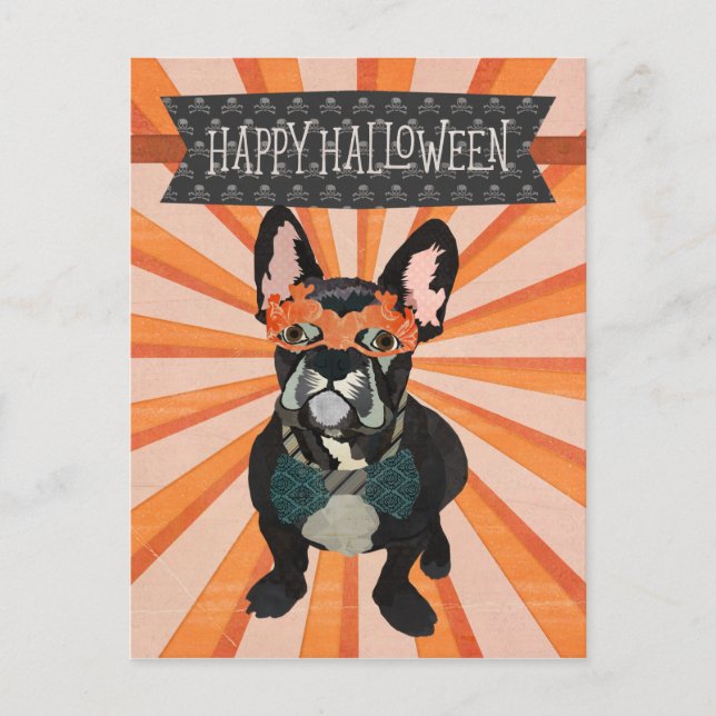 MASQUERADE FRENCH BULLDOG HALLOWEEN Postcard (Front)