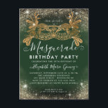 Masquerade Green Gold Glitter Dust Birthday Party Postcard<br><div class="desc">Modern Glam Masquerade Emerald Green Gold Glitter Sparkle Dust Birthday Party Invitation</div>