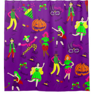 masquerade halloween costume party superheroes shower curtain