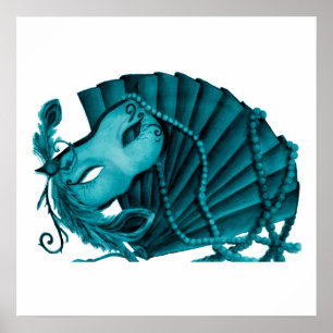 Masquerade in Teal Poster