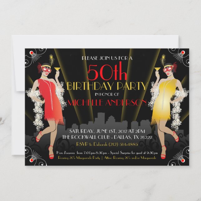 Masquerade Mardi Gras Birthday Inivtation Invitation (Front)
