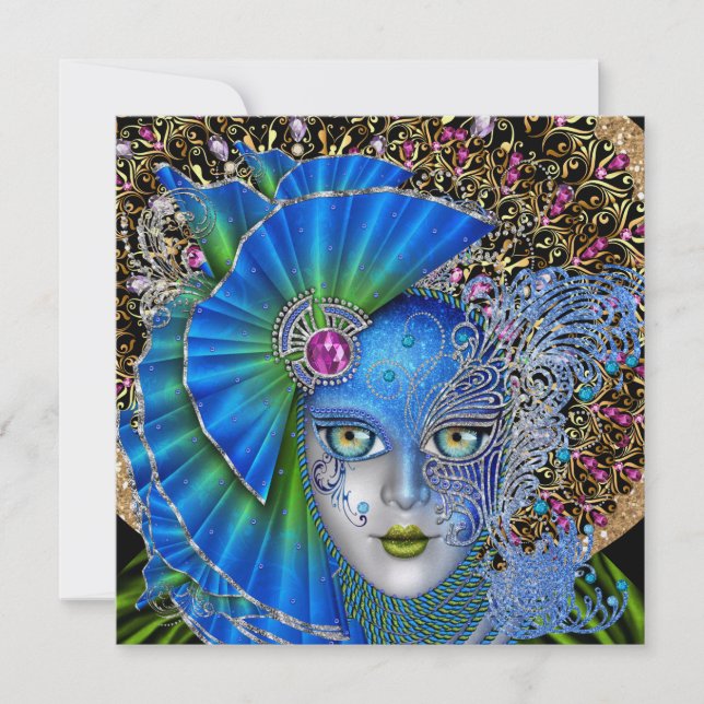 Masquerade Mardi Gras Invitation (Front)