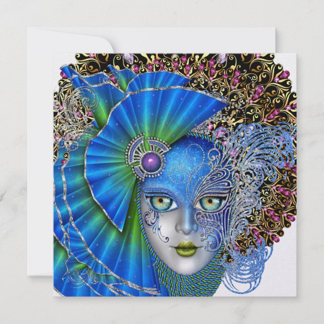 Masquerade Mardi Gras Invitation (Front)