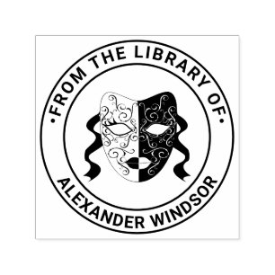 Masquerade Mask #1 Library Book Name Self-inking Stamp