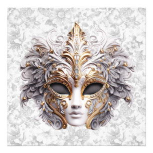 Masquerade Mask  Colored in Grays Photo Print