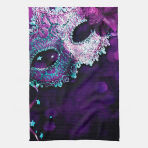 Masquerade Mask Costume Hallowe Kitchen Dish Towel