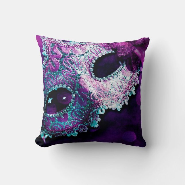 Masquerade Mask Costume Hallowe Throw Couch Pillow (Front)