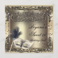 Masquerade Mask Elegant Gold Birthday Party