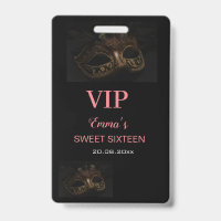 Masquerade Mask Elegant Pink Black Sweet 16 15 VIP