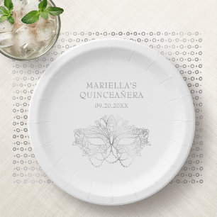 Masquerade Mask Elegant Quinceanera Paper Plate