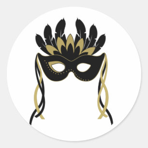 Masquerade Mask in Black and Gold Stickers