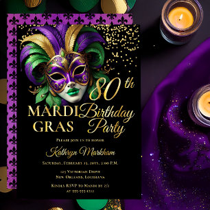 Masquerade Mask Mardi Gras 80th Birthday Party