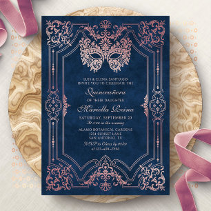 Masquerade Mask Pink Elegant Quinceanera Invitation