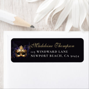 Masquerade Mask Purple Dramatic Return Address