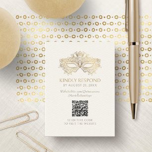 Masquerade Mask Quinceanera QR RSVP Enclosure Card