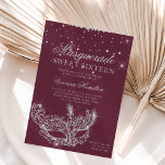 Masquerade mask silver glitter sparkles Sweet 16 Invitation<br><div class="desc">A modern,  chic and glamourous sweet sixteen with a hand drawn silver  glitter masquerade mask with silver glitter diamond sparkles on a dark red burgundy</div>