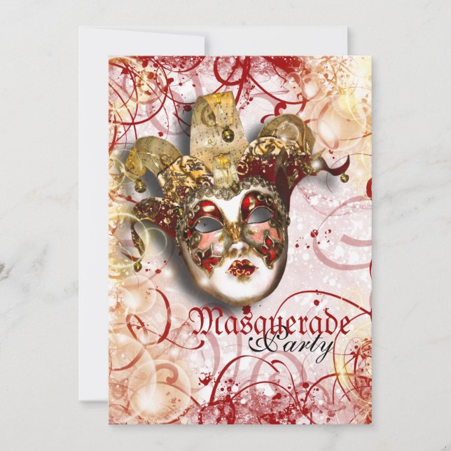 Masquerade mask venetian mardi gras party invitation (Front)
