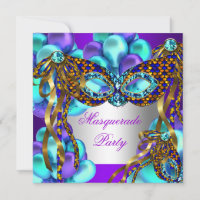 Masquerade Masks Purple Teal Blue Birthday Party