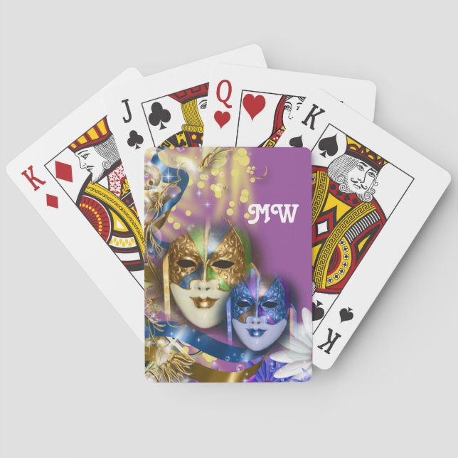 Masquerade monogram girls name PERSONALIZE Playing Cards (Back)
