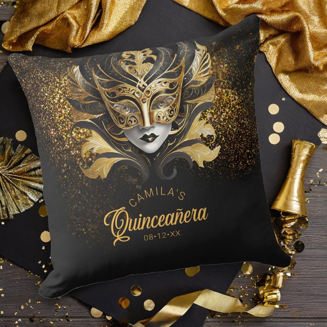 Masquerade Motif Sweet 16 Black Gold V2 ID1032 Cushion (Creator Uploaded)