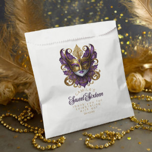 Masquerade Motif Sweet 16 Purple Gold ID1032 Favour Bags
