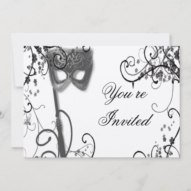 Masquerade Mystique  BW Invitation (Front)