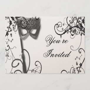 Masquerade Mystique BW Invitation