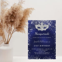 Masquerade navy blue silver birthday party
