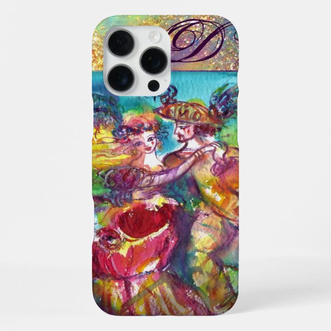 MASQUERADE NIGHT / CARNIVAL DANCE MONOGRAM iPhone CASE (Back)