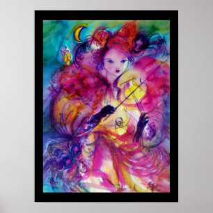 MASQUERADE NIGHT Carnival Musician in Pink Costume Poster