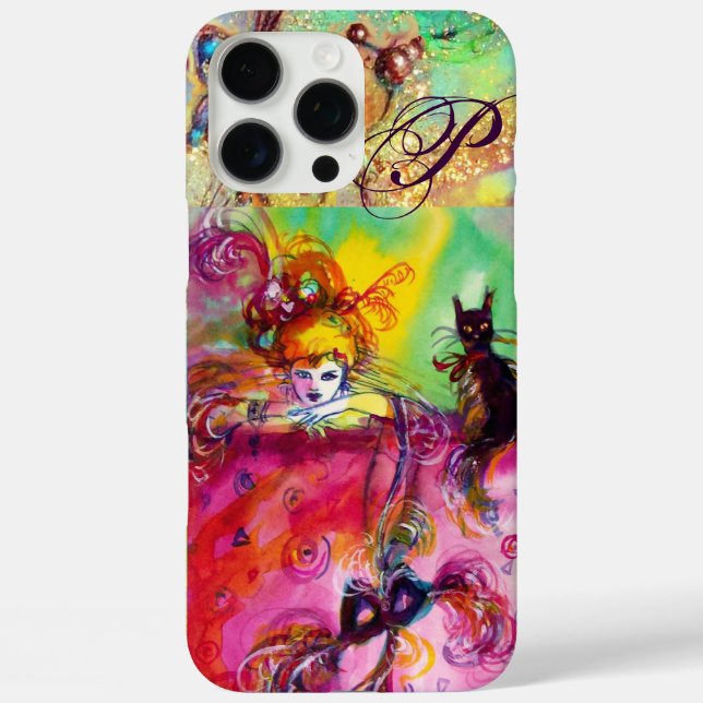 MASQUERADE NIGHT / LADY WITH BLACK CAT MONOGRAM Case-Mate iPhone CASE (Back)