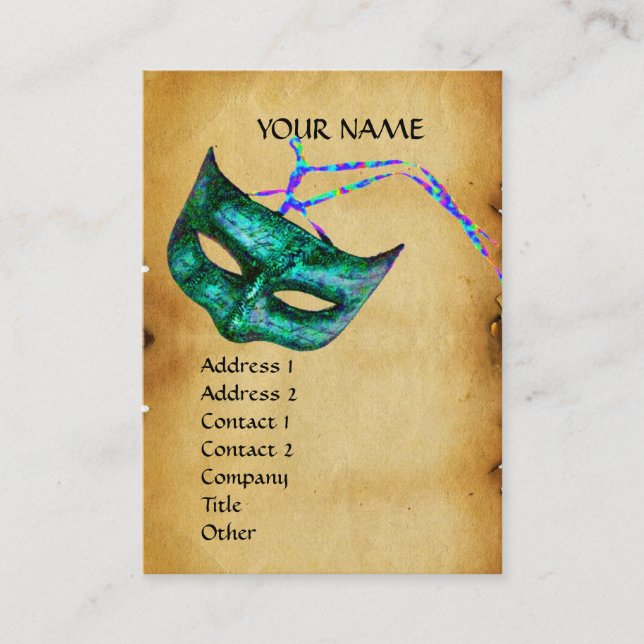 MASQUERADE PARTY1 parchment Business Card (Front)