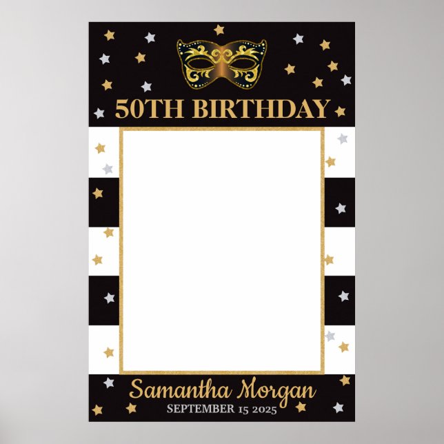 Masquerade Party Birthday Photo Prop Frame Mask Poster (Front)