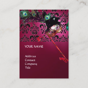 MASQUERADE PARTY black and white damask Business Card