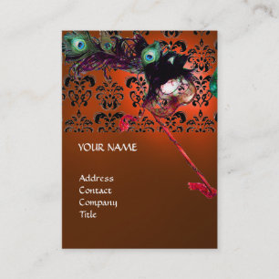 MASQUERADE PARTY black and white damask Business Card