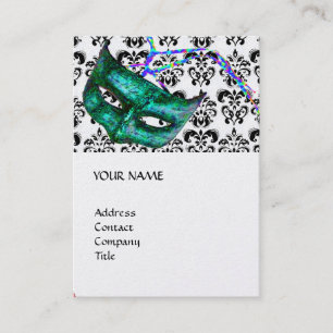 MASQUERADE PARTY black and white damask pearl Business Card