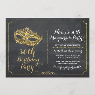 MASQUERADE Party Gold Mask Invite 30th 40th 50th