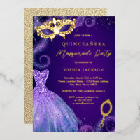 Masquerade Party Gold Purple Dress Quinceanera