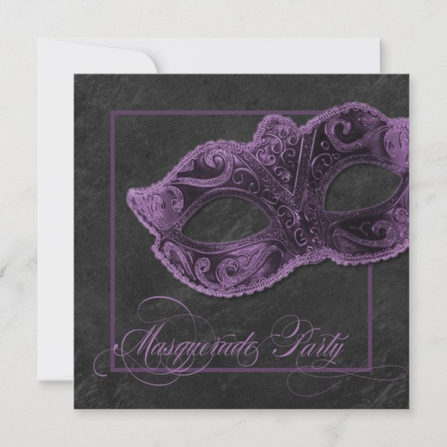 Masquerade Party Invitation - Violet & black (Front)