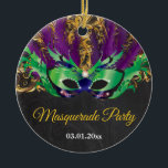 Masquerade Party Magical Night Green Purple Gold Ceramic Tree Decoration<br><div class="desc">Masquerade Party Magical Night Green Purple Gold. Mask Birthday Party. Mardi Gras. Green,  Purple and Gold Glitter Feather Peacock. Sweet 16 Sixteen. Chalkboard Background. Any Ages. For further customisation,  please click the "Customise it" button and use our design tool to modify this template</div>