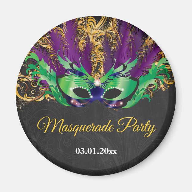 Masquerade Party Magical Night Green Purple Gold Magnet (Front)