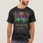 Masquerade Party Magical Night Green Purple Gold T T-Shirt<br><div class="desc">Masquerade Party Magical Night Green Purple Gold. Mask Birthday Party. Mardi Gras. Green,  Purple and Gold Glitter Feather Peacock. Sweet 16 Sixteen. Chalkboard Background. Any Ages. For further customisation,  please click the "Customise it" button and use our design tool to modify this template</div>