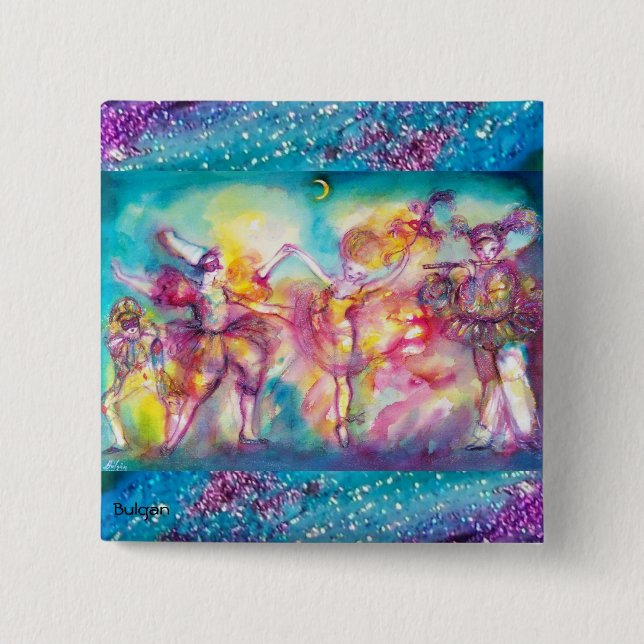 MASQUERADE PARTY,Mardi Gras Masks,Dance,Music 15 Cm Square Badge (Front)