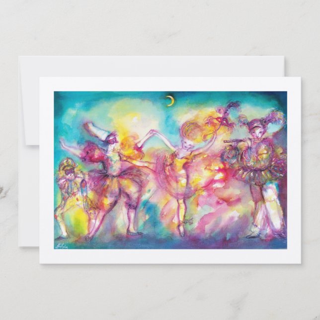 MASQUERADE PARTY,Mardi Gras Masks,Dance,Music Invitation (Front)