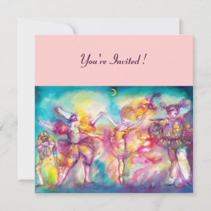 MASQUERADE PARTY,Mardi Gras Masks,Dance,Music Invitation