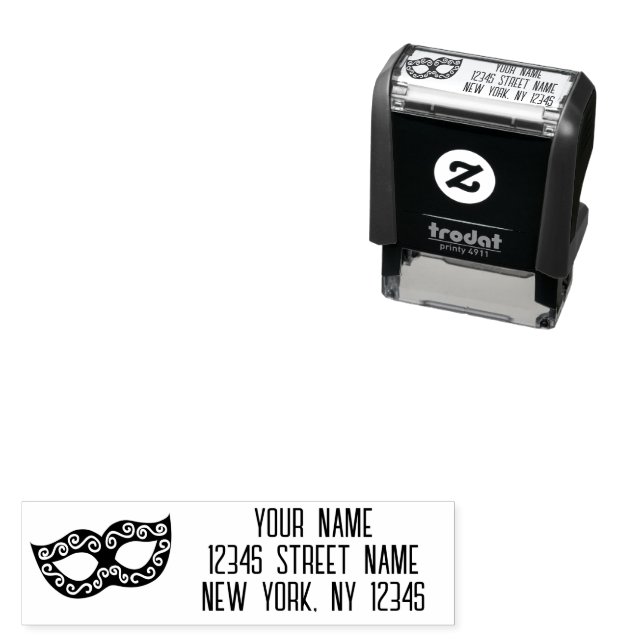 Masquerade party mask custom return address  self-inking stamp (In Situ)